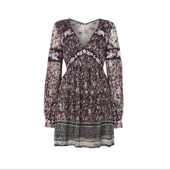 New FREE PEOPLE Dress Embroidered Florals Lace Sz2 - Picture 3 of 8